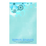 Aqua Blue Hibiscus Florist Stationery Paper