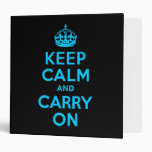 Aqua Blue Keep Calm and Carry On Binders