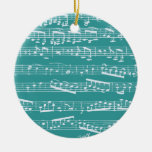 Aqua Blue music notes Christmas Tree Ornaments