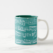 Aqua Blue music notes Coffee Mugs