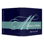 Aqua Blue & Navy Wedding Monogram Binder