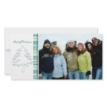 Aqua Blue Pine Tree & Snowflake Merry Christmas