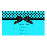 AQUA BLUE POLKA DOT BOW BUSINESS CARD 2