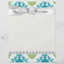 aqua blue sage green white diamond damask flyer design