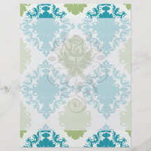 aqua blue sage green white diamond damask full color flyer