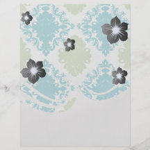 aqua blue sage green white diamond damask flyers