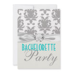 aqua blue silver grey gr damask bachelorette party invitations