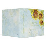 Aqua Blue Sunflower Floral Swirl Modern Wedding Binder