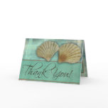 Aqua blue thank you - with sea shells greeting cards