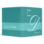 Aqua Blue Wedding Monogram A Planner 3 Ring Binder