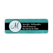 Aqua Blue Wedding Monogram V921 Return Address Labels