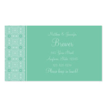 Aqua Bride and Groom Contact Information Card Business Card Template