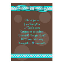 Aqua & Brown Polka Dots Bat Mitzvah Reception Card Business Cards