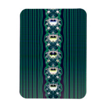 Aqua Butterflies and Stripes Fractal Rectangular Magnet
