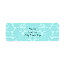 Aqua Damask Custom Return Address Label