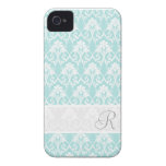 Aqua Damask MonogramPattern iPhone 4/4S case