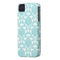 Aqua Damask Pattern Case-mate Iphone 4 Cases