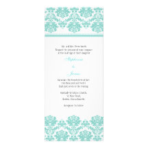 Aqua Damask Wedding Invitation