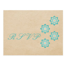 Aqua Daring Floral Blooms RSVP Postcard