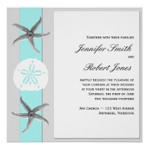 Aqua et mariage gris d'étoiles de mer de bande invitation personnalisée
