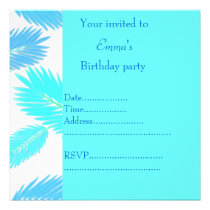 Aqua fern Party invitation invitations