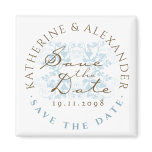 Aqua Floral Flourish Save The Date Custom Magnet