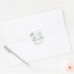 Aqua Floral Flourish Save The Date Label Sticker