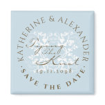 Aqua Floral Flourish Tying The Knot Magnet