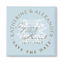 Aqua Floral Flourish Tying The Knot Magnet