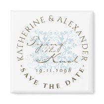 Aqua Floral Flourish Tying The Knot STD Magnet