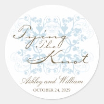 Aqua Floral Flourish Tying The Knot Sticker
