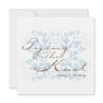Aqua Floral Flourish Tying The Knot Wedding Invite