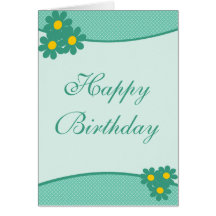 Aqua flower Birthday Card