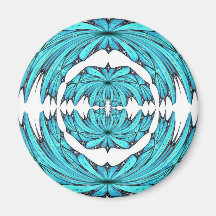 Aqua Flower Fractal Magnet