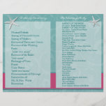 Aqua & Fuchsia Beach Wedding Ceremony Programs Flyer