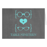 Aqua Geeky Glasses Chalkboard Table Number Card