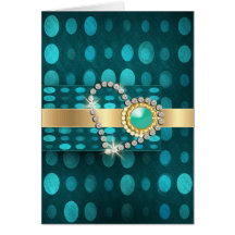 Aqua gold diamonds romantic valentines card