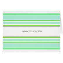 Aqua & Green Candy Stripes Personal Note Card