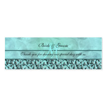 Aqua grey wedding favour floral damask business cards