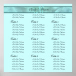 Aqua grey wedding seating charts print