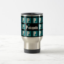 Aqua Heart Print on the Go! Coffee Mugs