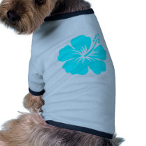 Aqua hibiscus flower design doggie tee