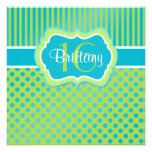 Aqua, invitation d'anniversaire de point de polka 