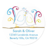 Aqua Love Bird Address Labels