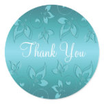 Aqua-marine Floral 1.5" Thank You Sticker