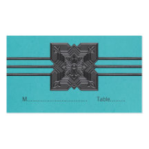 Aqua Medallion Border Place Card Business Cards