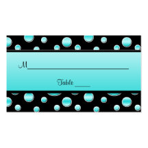 Aqua, noir, pois blanc Placecards Cartes De Visite Professionnelles