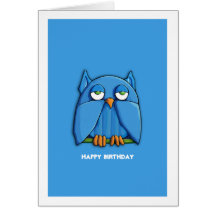 Aqua Owl aqua Birthday Card