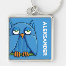Aqua Owl aqua Premium Keychain