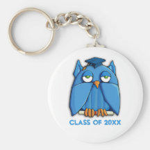 Aqua Owl Grad Graduation Keychain